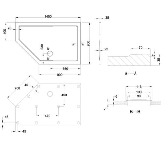 Britton Zamori Offset Pentangle White Shower Tray 4 Britton Zamori Offset Pentangle White Shower Tray - Image 4
