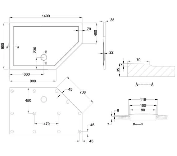 Britton Zamori Offset Pentangle White Shower Tray 5 Britton Zamori Offset Pentangle White Shower Tray - Image 5
