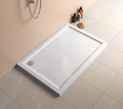 Lakes Traditional Low Profile Rectangular White Stone Resin Tray 800 X 700mm