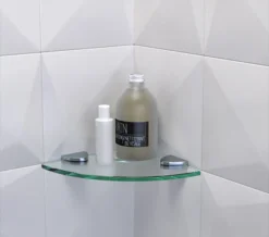 Miller Classic 200mm Clear Glass Corner Shelf