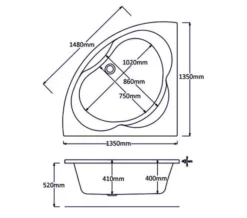 Trojan Laguna Encapsulated Baseboard Corner Bath White -Burlington Shop M700 2022 7 7 7 43 55 430