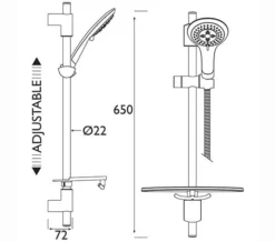 Bristan Evo Chrome Finish Adjustable Shower Kit With Multi Function Rub Clean Handset -Burlington Shop M700 2022 8 5 14 48 12 877