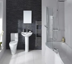 Aqua Edition Compact P Shaped Whirlpool Shower Bath With Front Panel