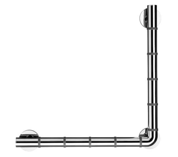 Croydex Assistive Grab N Grip 480mm L-Shaped Chrome Grab Bar 2 Croydex Assistive Grab N Grip 480mm L-Shaped Chrome Grab Bar - Image 2