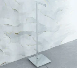 Smedbo Outline Lite Free Standing Polished Stainless Steel Toilet Roll Holder Square Base