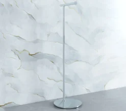 Smedbo Outline Lite Free Standing Polished Stainless Steel Toilet Roll Holder Round Base