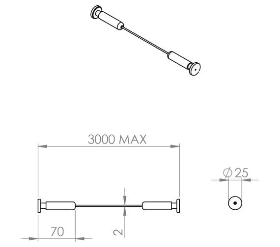 Croydex Wireline Non-Hinged Chrome Shower Curtain Rail 2 Croydex Wireline Non-Hinged Chrome Shower Curtain Rail - Image 2