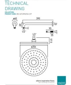 Vado Saturn 254mm Single Function Round Fixed Shower Head -Burlington Shop M700 2023 2 17 12 36 32 17