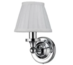 Burlington Round Light With Chrome Base And White Fine Pleated Shade