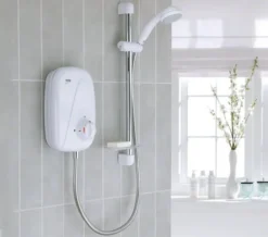 Mira Vigour Thermostatic Power Shower White And Chrome 1.1532.353