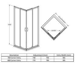 Nuie Ella Corner Entry Shower Enclosure Cubicle -Burlington Shop M700 2023 4 3 7 3 58 121