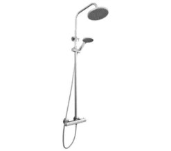 Nuie Round Chrome Thermostatic Bar Valve With Telescopic Kit And Handset