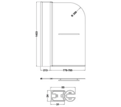 Nuie 1430mm High Straight Bath Screen -Burlington Shop M700 2023 5 23 12 25 0 559