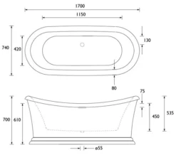 Heritage Orford 1700 X 740mm Freestanding Double Ended Acrylic Bath -Burlington Shop M700 2023 5 27 9 54 1 413