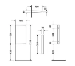 Duravit Starck 3 White Ceramic Urinal Partition 705 X 400mm - 8500000000 -Burlington Shop M700 2023 5 31 11 32 13 24