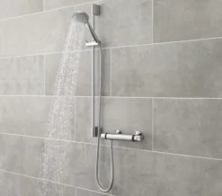 Hudson Reed Slimline Slider Rail Kit Chrome With Multifunction Round Handset