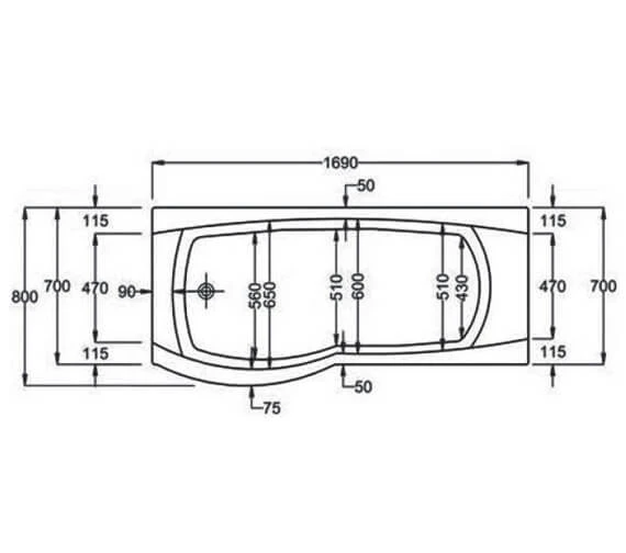 Roca Giralda Left Hand Acrylic White Shower Bath 1700 X 800mm - 1235L2000 2 Roca Giralda Left Hand Acrylic White Shower Bath 1700 X 800mm - 1235L2000 - Image 2