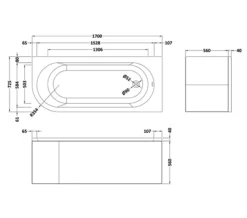 QS Basic Curve 1700 X 725mm White Back-To-Wall Corner Bath -Burlington Shop M700 2023 9 13 10 0 18 455