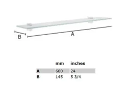 Smedbo Air 600mm Chrome Glass Shelf -Burlington Shop QS S115 2 mn