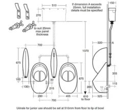 Armitage Shanks Contour 67cm Concealed Urinal With Rimless HygenIQ Bowl -Burlington Shop QS V15082 2 mn
