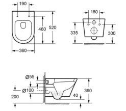 IMEX Arco 520mm White Wall Hung WC Pan With Fixing -Burlington Shop QS V15283 2 mn