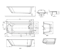 Cleargreen Viride 1700mm X 750mm Offset Bath -Burlington Shop QS V17536 2 mn 1