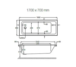 Roca The Gap Single Ended White Acrylic Bath -Burlington Shop QS V19262 2 mn