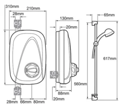 Mira Vigour Manual Power Shower White And Chrome -Burlington Shop QS V19332 2 mn 1