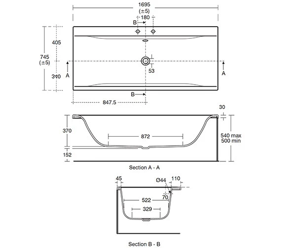 Ideal Standard Concept 1700 X 750mm White Double Ended Bath 3 Ideal Standard Concept 1700 X 750mm White Double Ended Bath - Image 3
