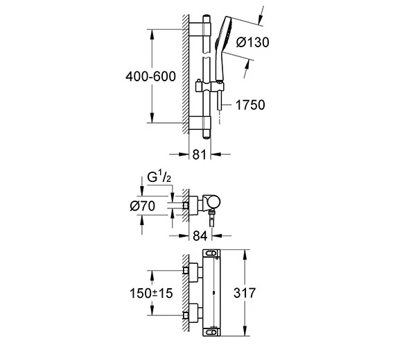 Grohe Grohtherm 2000 New Chrome Plated Thermostatic Shower Set 2 Grohe Grohtherm 2000 New Chrome Plated Thermostatic Shower Set - Image 2