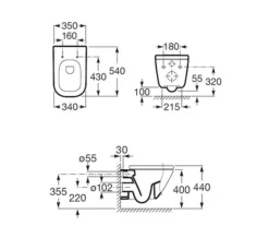 Roca The Gap White Wall Hung WC Pan 540mm Projection -Burlington Shop QS V55560 2 mn