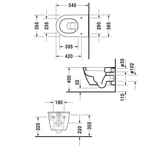 Duravit Darling New 370mm Wall Mounted Toilet 2 Duravit Darling New 370mm Wall Mounted Toilet - Image 2