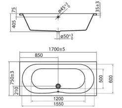 IMEX Wave 1700 X 750mm White Double Ended Bath - IMPWDE17X75 -Burlington Shop QS V72262 2 mn