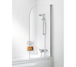 Lakes Classic Curved Single Panel Bath Screen Silver