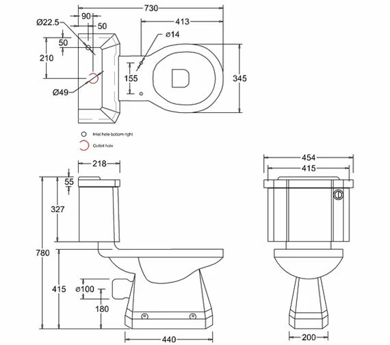 Burlington White Slimline Closed Coupled WC With Front Button Cistern 730mm 2 Burlington White Slimline Closed Coupled WC With Front Button Cistern 730mm - Image 2