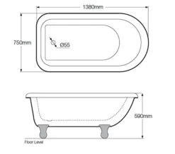 Royce Morgan Orlando Single Ended White Bath 1380 X 750mm With Feet