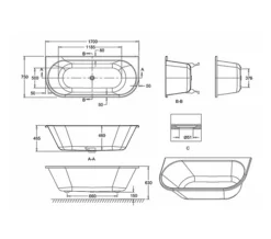 Burlington Avantgarde 1700 X 750mm White Back-To-Wall Bath -Burlington Shop QS V77477 2 mn