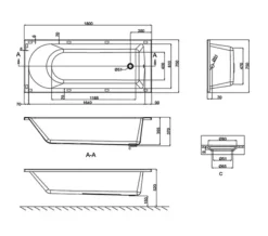 Britton Cleargreen Reuse 1800mm X 750mm Single Ended White Bath -Burlington Shop QS V8099 2 mn